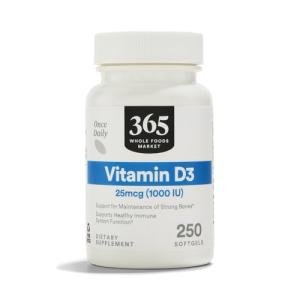 365 by Whole Foods Market, Vitamin D3 1000 IU, 250 Count
