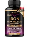 Iron Supplement for Women - Iron 65mg (Ferrous Sulfate 325mg) - Stomach Friendly | Slow Release Iron | High Absorption - Vitamins C, D3, B6, B12 & Folate - Iron Level & Energy Support - 120 Capsules