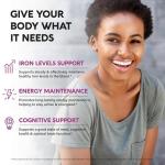 Iron Supplement for Women - Iron 65mg (Ferrous Sulfate 325mg) - Stomach Friendly | Slow Release Iron | High Absorption - Vitamins C, D3, B6, B12 & Folate - Iron Level & Energy Support - 120 Capsules