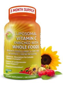 Liposomal Vitamin C Capsules - 1500mg - Made with Organic Acerola Cherries & Camu Camu, High Potency Vitamin C Liposomal - Immune Support Supplement, Enhanced Absorption & Bioavailability - 180 Count
