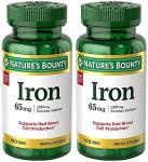 Nature's Bounty Iron 65 mg (325 mg Ferrous Sulfate), 2 Bottles (100 Count)