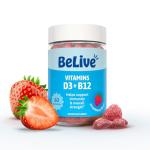 BeLive Vitamin D3 Gummies with B12 Vitamins - 60 Ct I Immune Support Gummies with Vegan Vitamin B12 & D3, Provides Enhanced Bone & Muscle Strength, Hearth Health and Energy - Strawberry Flavor