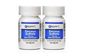Ferrous Sulfate 325mg Iron Supplement (2-Pack) | Iron Pills | | 100 Iron Tablets per Bottle, 2-Pack