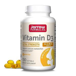 Jarrow Formulas Vitamin D3 62.5 mcg (2,500 IU) - 100 Servings (Softgels) - Bone Health, Immune Support & Calcium Metabolism Support - Vitamin D Supplement - D3 Vitamins - 2500 Vitamin D - Gluten Free