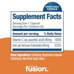 Bariatric Fusion Iron Supplement 60mg with Vitamin C | Easy to Swallow Capsule | Ferrous Fumarate Vitamins for Women and Men | Gluten, Dairy and Soy Free | Non-GMO | 60 Count