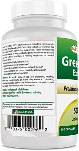 Green Tea Extract - 500mg, 250 Capsules