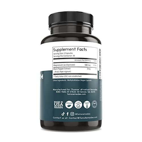 Magnesium Glycinate Supplements for Muscle Support - 60 Caps
