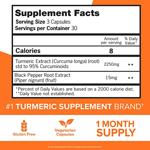 Extra Strength Turmeric Curcumin with Black Pepper, 90 Veg Capsules