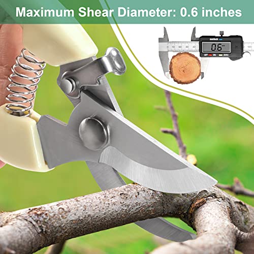 Premium garden shears, meperez pruning scissors gardening tools, pruners for flower, bushes, rose and fruit tree, use for florist, yard and orchard the plant clippers, sharp white steel anvil snips, 2