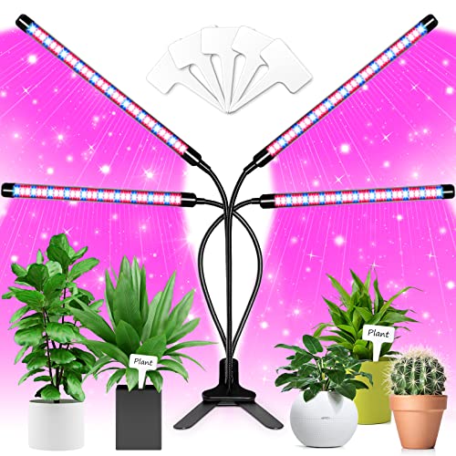 EZORKAS Grow Light, 80W Tri Head Timing 120 LED 9 Dimmable Levels Plant Grow Lights for Indoor Plants with Red Blue Spectrum, Adjustable Gooseneck, 3 9 12H Timer, 3 Switch Modes