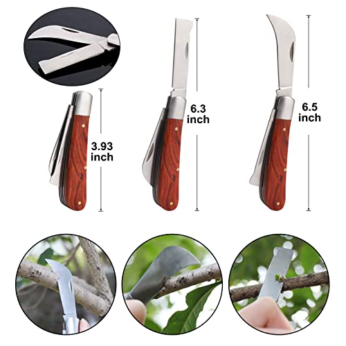 Garden Grafting Tools, ZALALOVA 2 in 1 Garden Pruning Tools Including Grafting Knife Replacement Blades Grafting Tapes Rubber Bands and Labels for Plant Branch Vine Fruit Tree Cutting Pruner Tool Kits