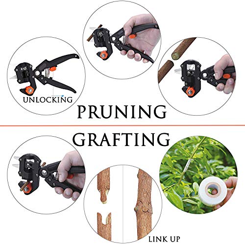 Krewey 2-in-1 Garden Grafting Tools Pruner Kit, V-Graft Omega-Graft and U-Graft, Plant Branch Vine Fruit Tree Cutting Tool Kits Scissors