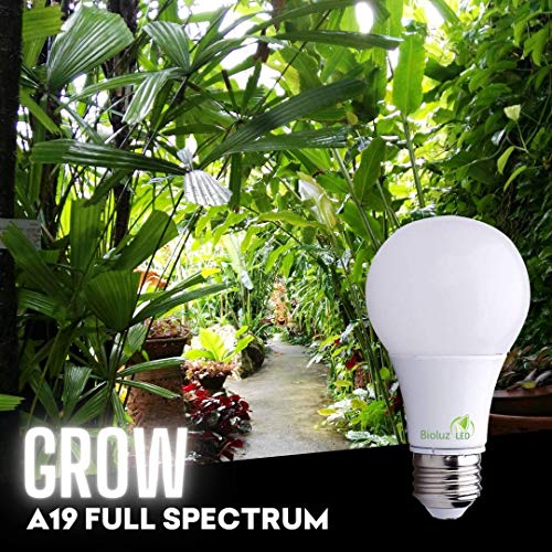 Bioluz LED Full Spectrum Grow Light Bulbs for Indoor Plants A19 LED 3 Pack
