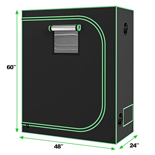 Nova Microdermabrasion 48"x24"x60" Mylar Hydroponic Grow Tent with Observation Window and Floor Tray, 4×2 Grow Tent, High Reflective Growing Tent Room for Indoor Plant Fruit Flower Veg