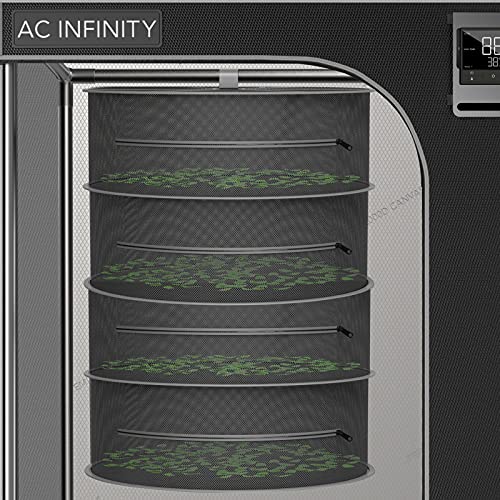 AC Infinity Herb Drying Rack, 4-Layer Hanging Mesh Net for Plants, Seeds, and Buds, 24" Diameter Fit in Grow Tents Closets Hydroponics