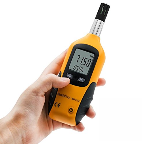 Preciva Digital Psychrometer Thermo-Hygrometer, LCD Mini Temperature and Humidity Meter with Dew Point and Wet Bulb Temperature Hygrometer for Industry, Agriculture, Meteorology (9V Battery Included)