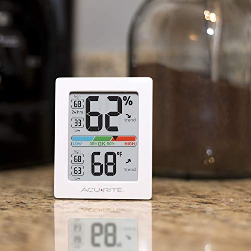 AcuRite Humidity Meter Hygrometer and Indoor Thermometer with Temperature Gauge and Humidity Gauge, Room Thermometer Comfort Scale, 3 x 2.5 Inches, White (01083M)