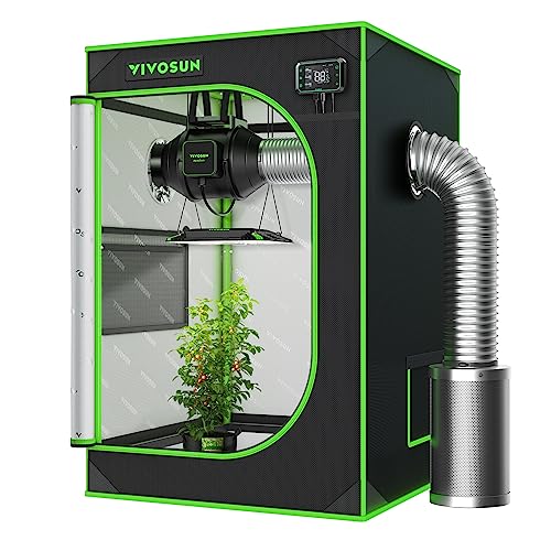VIVOSUN S223 2x2 Grow Tent, 24"x24"x36" High Reflective Mylar with Observation Window and Floor Tray for Hydroponics Indoor Plant for VS1000