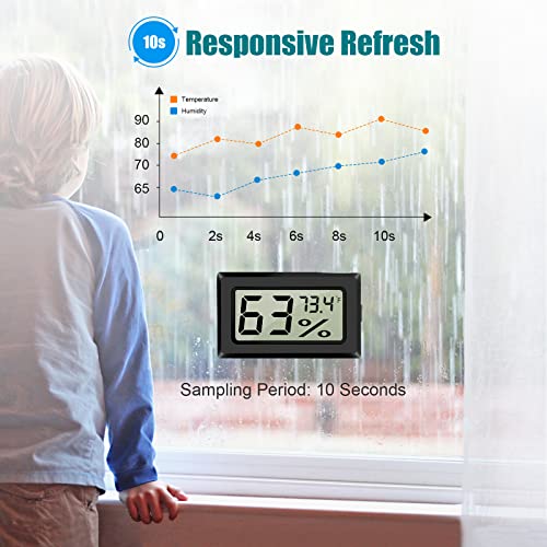12 Pack Mini Digital Hygrometer Thermometer LCD Display Outdoor Indoor Temperature Humidity Meter Gauge Monitor Aquarium Thermometer for Baby Room Bedroom Guitar Reptile Greenhouse(℉)