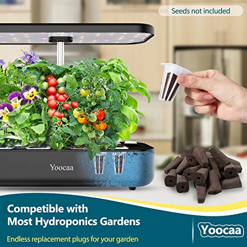 Yoocaa Seed Pods Kit for Hydroponics Growing System, 24pcs Grow Sponges with A&B Solid Nutrient Plant Foods, Seed Starter Pods Replacement Root Growth Sponges Compatible with Idoo,QYO, LYKO (Square)
