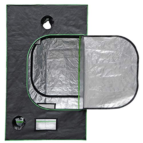 JungleA 4x4 Grow Tent，48"x48"x80" Hydroponic Grow Tent Kit with Observation Window and Floor Tray for Home Plant Growing