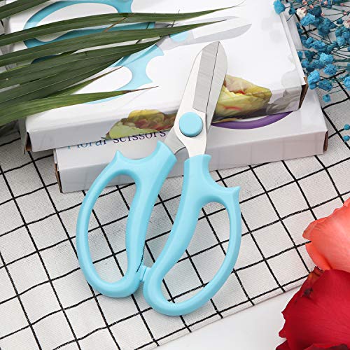 Jasni Garden Pruning Shears Scissors with Comfort Grip Handle, Premium Steel Professional Floral Scissors, Perfect for Arranging Flowers, Pruning, Trimming Plants, Gardening Tool (Blue)