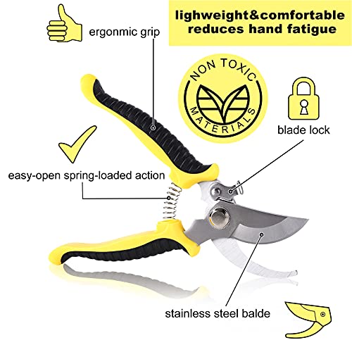 Cafurty Pruning Shears for Gardening,Handheld Pruner,Plant Scissors,Bypass Ratchet Pruners,1.2" Cutting Diameter, Trimming for Roses,Indoor Bonsai