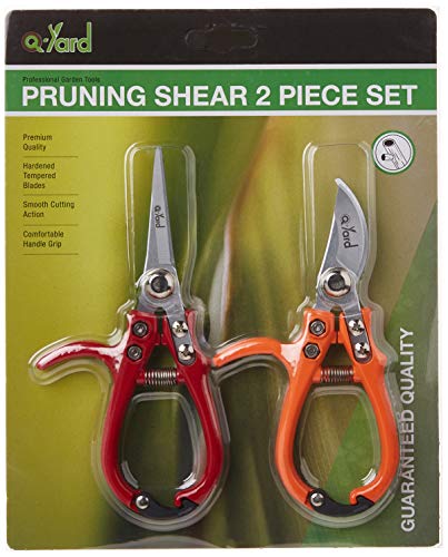 2 - pack Q-yard Pruning Shear, Mini- Extra Sharp Garden Hand Pruners, Easier Cutting, Comfortable Ergonomic, Less Effort - Gardening Scissors for Men & Women