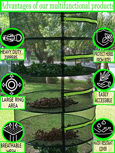 maexsktao 2ft 8-Layer Herb Drying Rack Dry Net Plant Drying Rack Net Can Dry Plants, Herbal， Petals, Vegetables and Fruits Weed Drying net Banding Free Garden Scissors and Garden Gloves