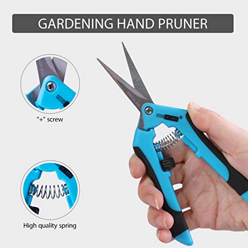 VIVOHOME Gardening Hand Pruner with Straight Stainless Steel Blades Non-stick Pruning Shear Bonsai Cutter Blue for Potting (Pack of 1)