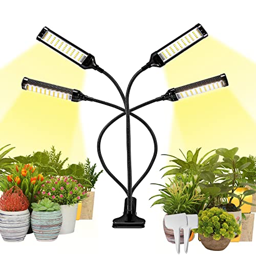 Grow Lights for Indoor Plants, Aluminum Alloy Clip-on Full Spectrum Plant Grow Lights with 200 LEDs, 10 Dimmable Levels, 4/8/12H Timer, 4 Switch Modes, for Various Plants Growth Seed Starting