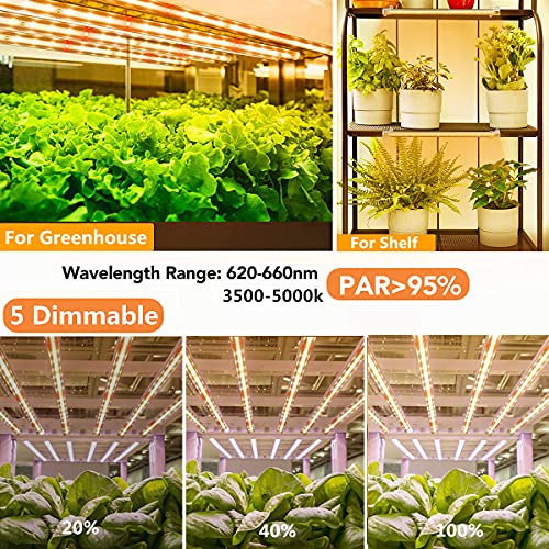 Juhefa LED Grow Light Strip Bar, 60W 3500K Sunlight Full Spectrum Heat Lamp with Red White Bulbs for Seeding Succulent Hanging Indoor Plants, Auto On/Off Timing & 5 Dimming