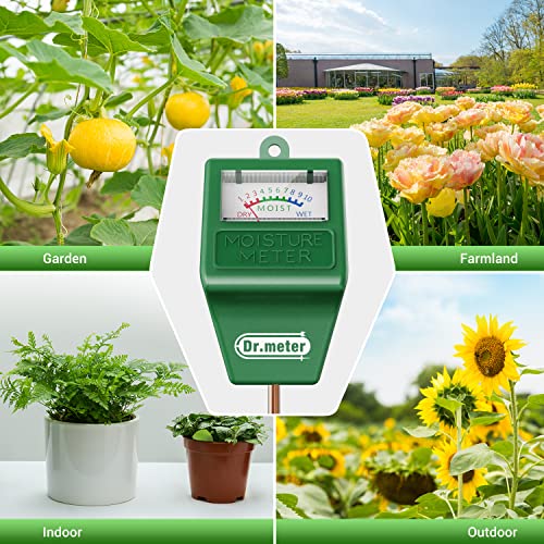 Dr.meter Soil Moisture Meter, Plant Water Meter for Garden Lawn Farm Indoor & Outdoor Use, Soil Tester Hygrometer Sensor for House Plants, Gardening Gifts, No Battery Needed