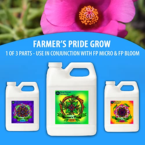 Blue Planet Nutrients Farmer's Pride Organic Blend Grow Gallon (128 oz) | Grow Flowers, Herbs, Vegetables, Fruit | Soil Hydroponic Coco Coir Soil-Less | for All Plants and Gardens!
