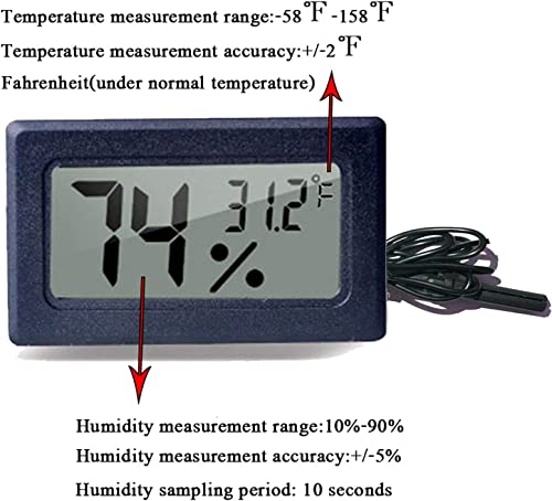 2 Pack Mini Hygrometer Thermometer Meter with Probe Indoor Humidity Temperature Gauge LCD Display Fahrenheit (℉) for Humidors, Greenhouse, Garden, Cellar (2)