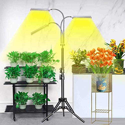Abonnylv Grow Light Floor LED Grow Light with Stand, Tri-Head Sunlike Full Spectrum 150W 330 LEDs Plant Light for Indoor Plants,Tripod Stand Adjustable 15-47 in & 3 Modes