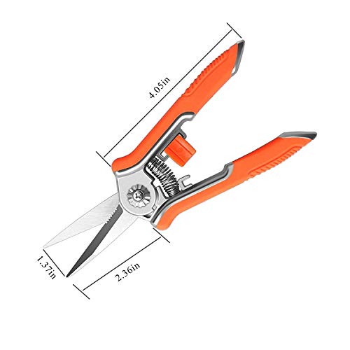FLORA GUARD 6.5 Inch Micro-Tip Pruning snip Gardening Hand Pruning Shears Trimming Scissors with Stainless Steel(Orange)