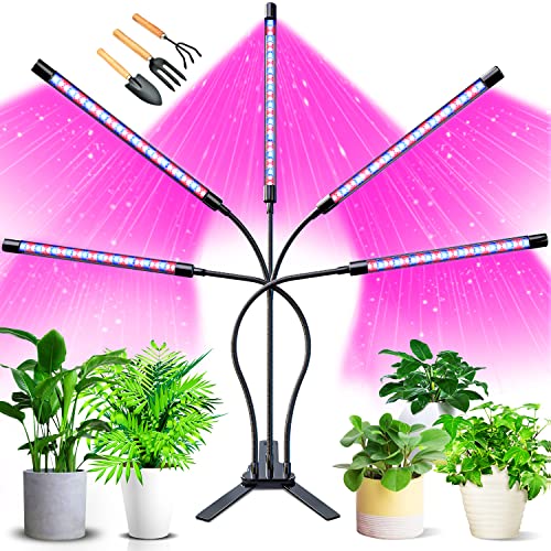 GroDrow Grow Lights for Indoor Plants, 150 LED Grow Light for Seed Starting with Red Blue Spectrum, 3/9/12H Timer, 10 Dimmable Levels & 3 Switch Modes, Adjustable Gooseneck Suitable for Various Plant