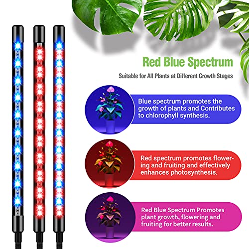 GroDrow Grow Lights for Indoor Plants, 150 LED Grow Light for Seed Starting with Red Blue Spectrum, 3/9/12H Timer, 10 Dimmable Levels & 3 Switch Modes, Adjustable Gooseneck Suitable for Various Plant