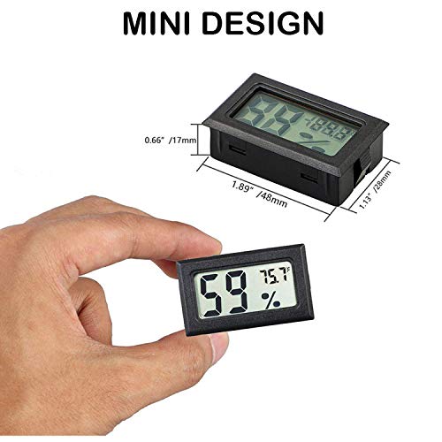 Rojuna Mini Thermometer Hygrometer, Small Digital Electronic Temperature Humidity Meters Gauge Indoor LCD Display Fahrenheit for Humidors, Greenhouse, Garden, Cellar, Fridge, Mason Jar (5)