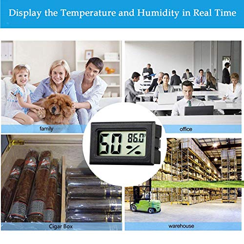 Rojuna Mini Thermometer Hygrometer, Small Digital Electronic Temperature Humidity Meters Gauge Indoor LCD Display Fahrenheit for Humidors, Greenhouse, Garden, Cellar, Fridge, Mason Jar (5)