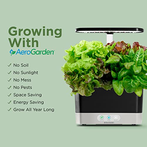AeroGarden Harvest with Gourmet Herb Seed Pod Kit - Hydroponic Indoor Garden, Black