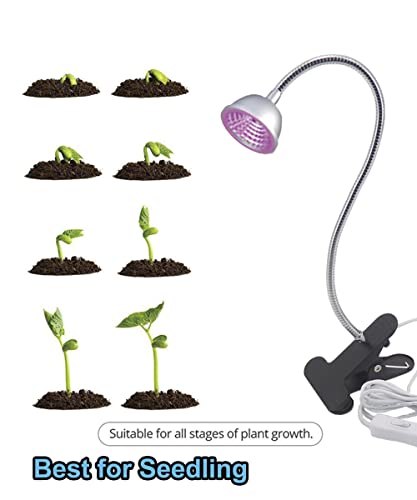 Aceple LED Small Grow Light, 6W Desk Plant Grow Light with Flexible Gooseneck Arms and Spring Clamp for Hydroponic Indoor Planting, Potted Plants, Garden Greenhouse