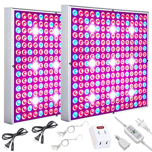 Skylaxy LED Grow Light, Plant Grow Lights for Indoor Plants Full Spectrum 75W Panel Growing Lamp with Timer for Seedling Veg and Flower (2 Pack)