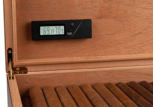 Cigar Oasis Caliber IV Digital Hygrometer by Western Humidor - Classic slim profile design with humidity & temperature readings for Cigar Humidors, Herbal or musical instrument storage