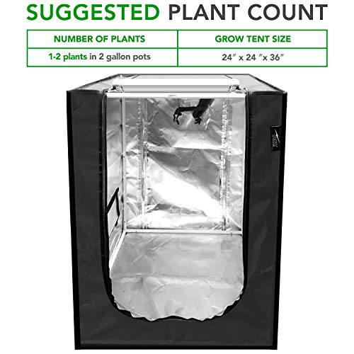 iPower 24" x24" x36" Mylar Hydroponic Water-Resistant Grow Tent with Observation Window and Removable Floor Tray for Indoor Plant Growing Seedling