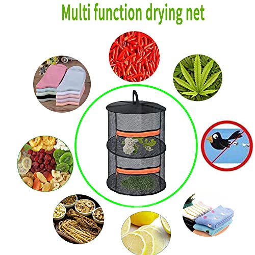 SNNRSUTU 2ft 2 Layer Mesh Hanging Herb Drying Rack Dry Net Plant Drying Rack Net with Orange Zippers Can Dry Plants, Herbal，Weed Drying Rack（ Band Garden Scissors）…