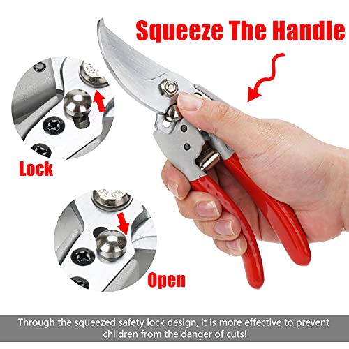 Sitajie Pruning Shears, Heavy Duty Stainless Steel Bypass Garden Pruner for Indoor Plant, Professional Gardening Clippers Hand Scissors For Cutting And Trimming Bonsai, Branch, Herb, Rose, Flower