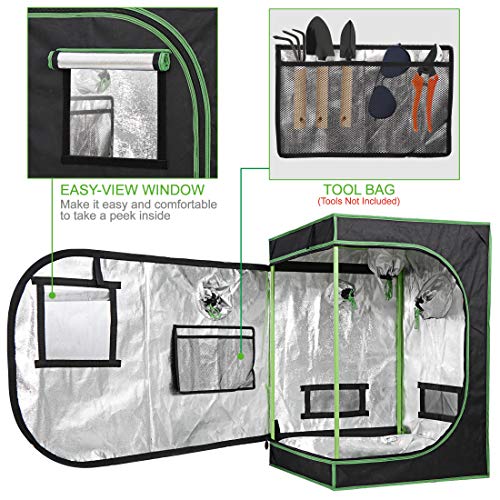 JungleA 2x2 Grow Tent, 24" x 24" x 36" Hydroponic Grow Tent Kit with Observation Window and Floor Tray for Home Plant Growing