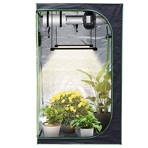 Nova Microdermabrasion 48'' x 48''x 80'' Grow Tent , 4'x4' Indoor High Reflective Mylar Hydroponic Growing Tent Room with Observation Window and Floor Tray for Plant Fruit Flower Veg